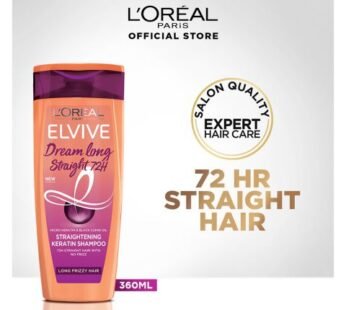 L’Oreal Paris Elvive Dream Long Straight 72Hrs Straightening Keratin Shampoo, Micro Keratin & Black Cumin Oil, For Long Frizzy Hair, 360ml